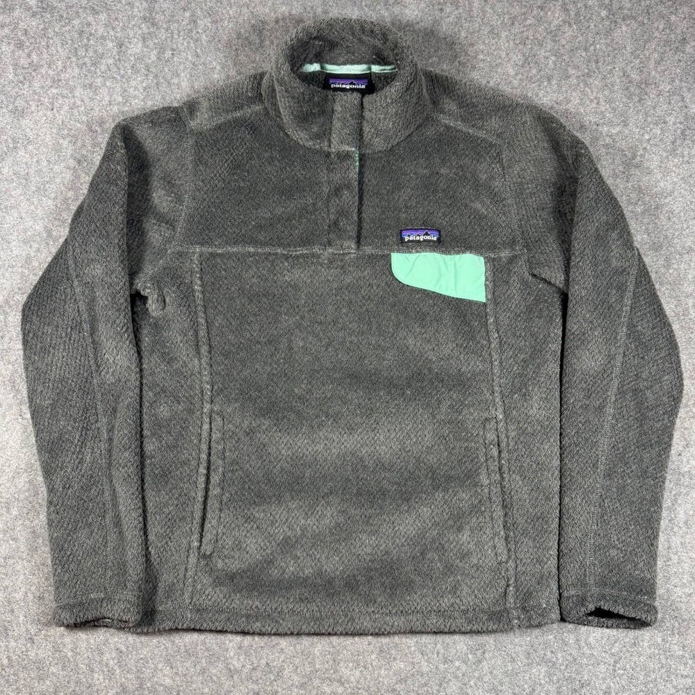 Patagonia Pullover Womens Medium Grey Mint Re-Tool Snap-T Polartec Fleece Causal